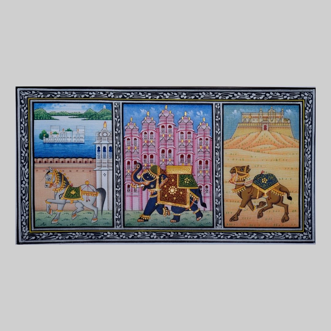Three Cities of Rajasthan Fine Handmade Indian Miniature Painting 20