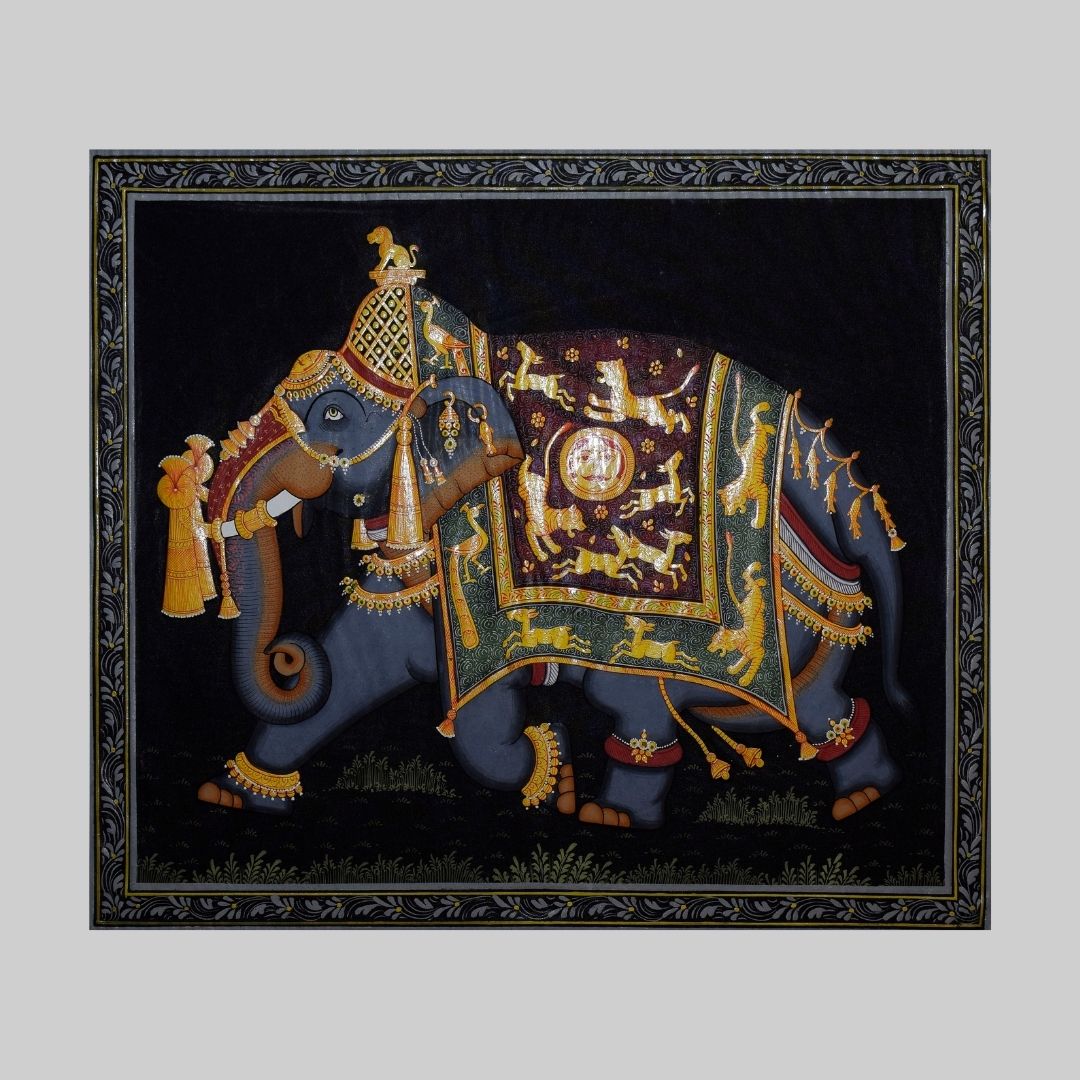 Hand Painted Miniature Detailed Elephant Painting 49