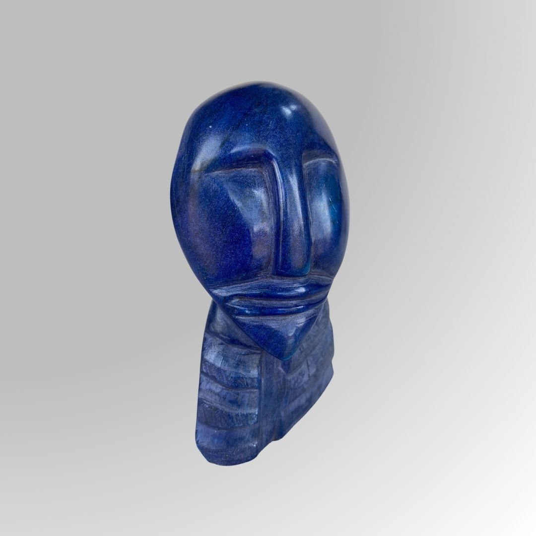 Modern Blue Stone Face Art Decor