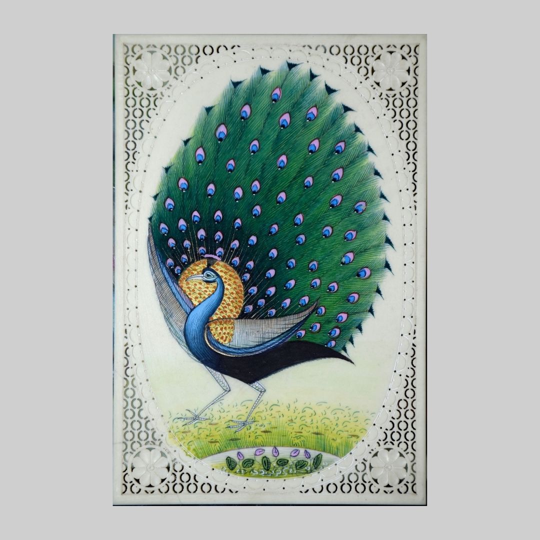 A Joyful Peacock in Miniature Painting 67