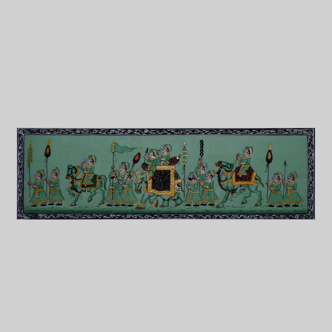 Indian King Procession Royal Miniature Painting 98