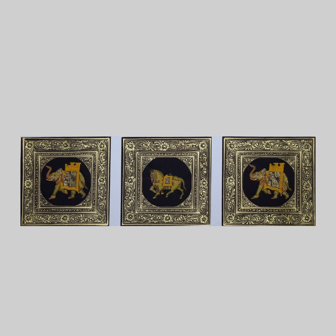 Royal Horse & Elephant Duo Miniature Painting 99