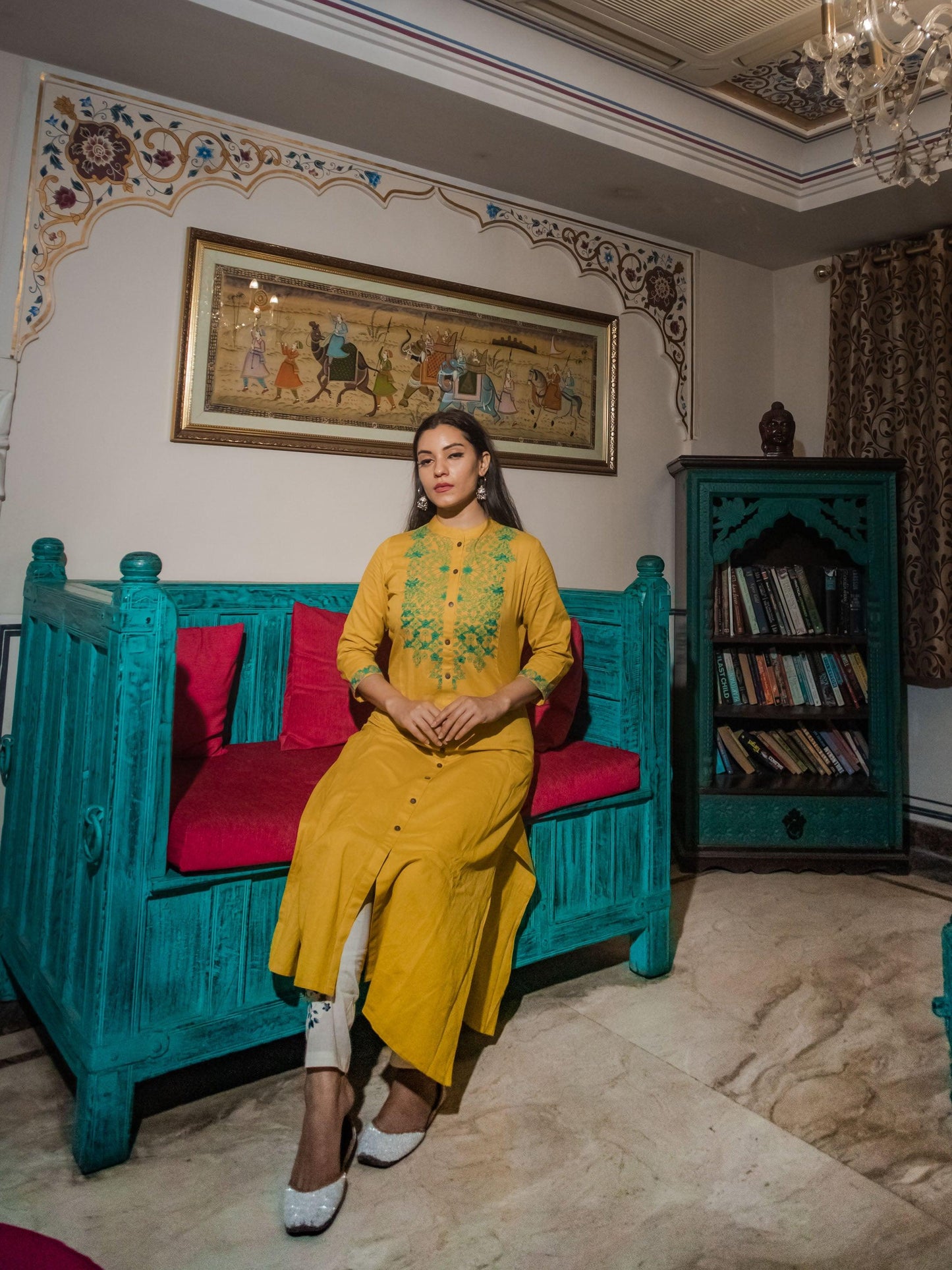 Jamal Jamaloo Women's Yellow Regular A-Line Calf Long Kurta - Jamal Jamalooworld.com