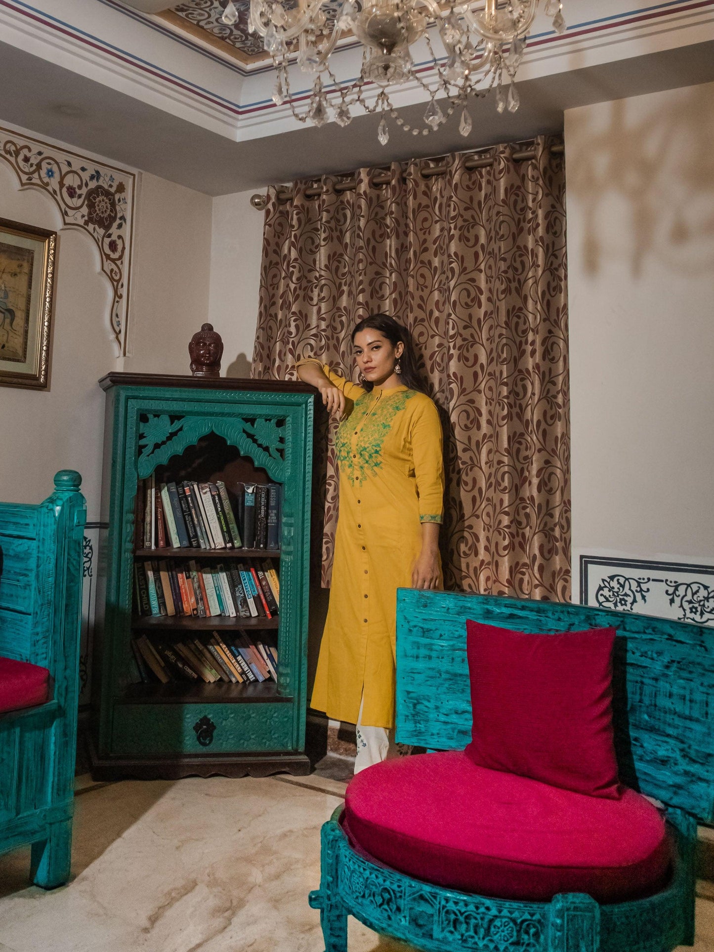 Jamal Jamaloo Women's Yellow Regular A-Line Calf Long Kurta - Jamal Jamalooworld.com