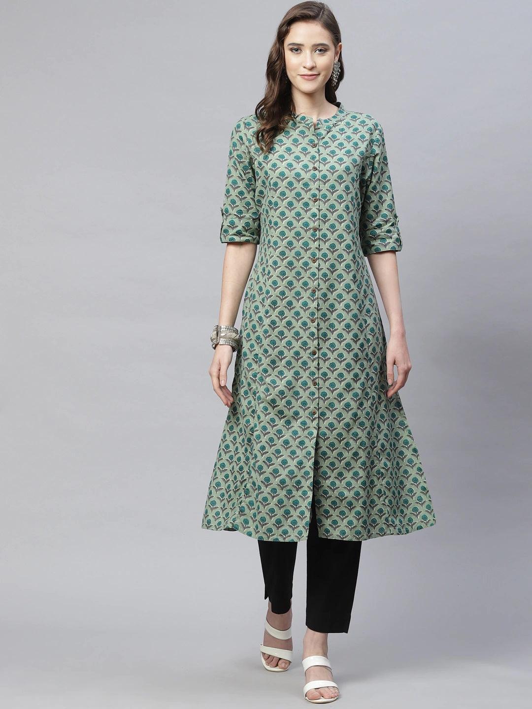 Jamal Jamaloo Green Cotton Flex Kurta - Jamal Jamaloo