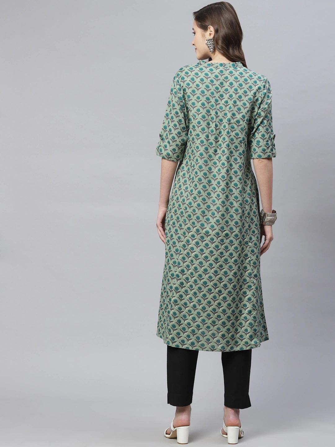Jamal Jamaloo Green Cotton Flex Kurta - Jamal Jamaloo