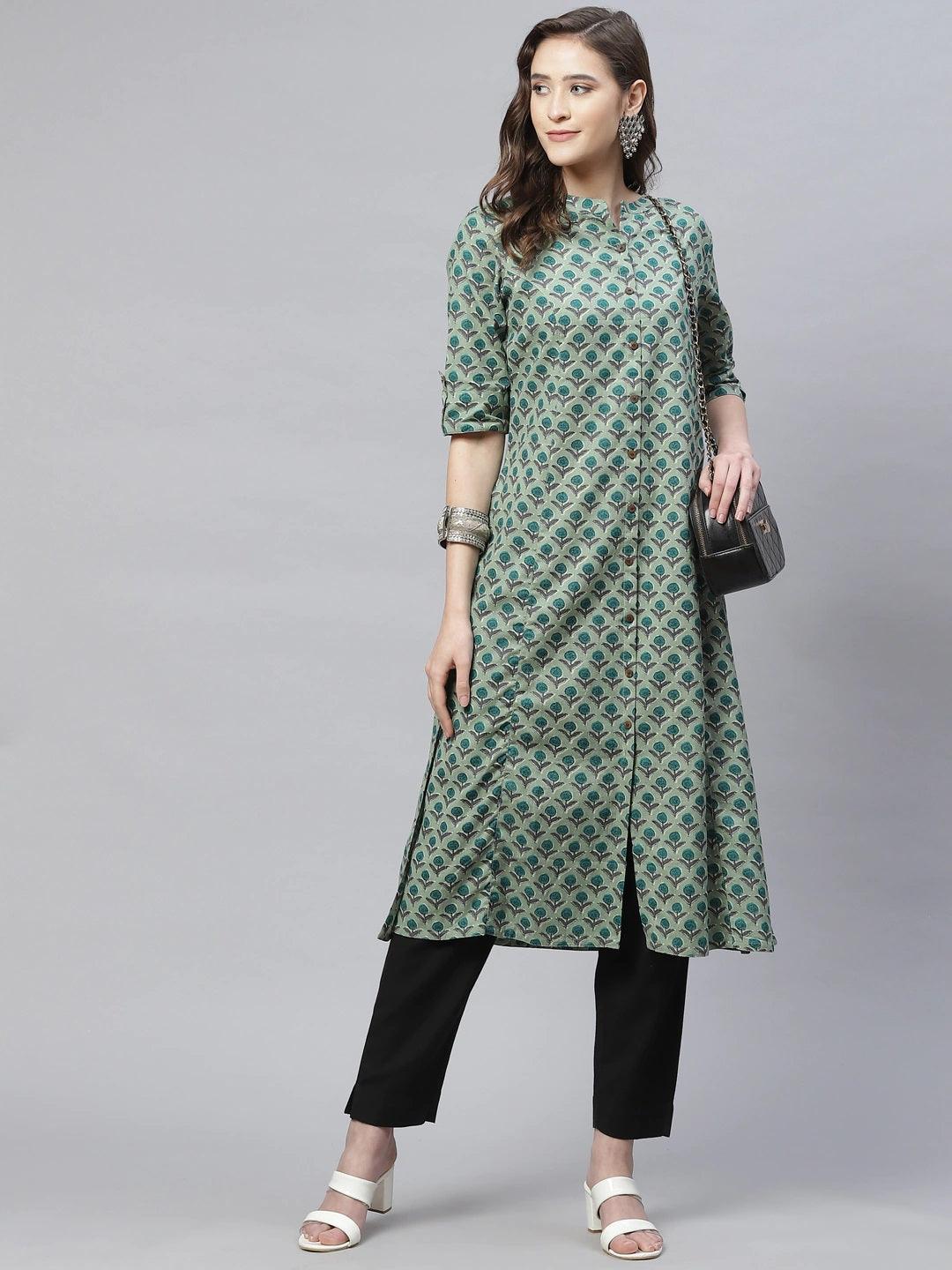 Jamal Jamaloo Green Cotton Flex Kurta - Jamal Jamaloo