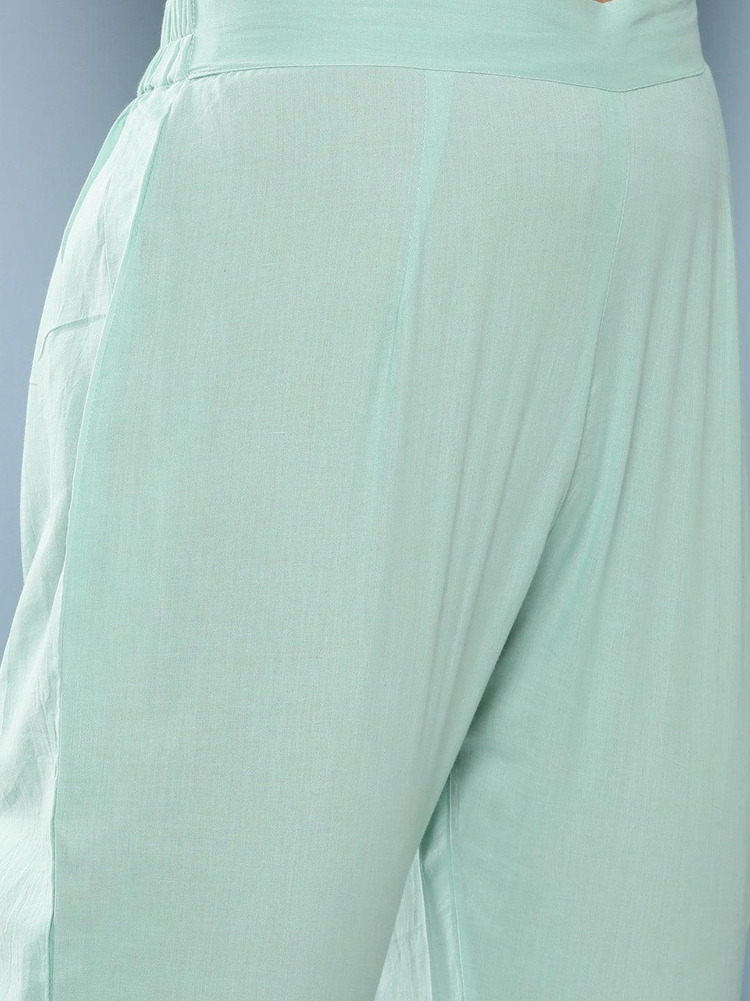 Jamal Jamaloo Sky Blue Hand Painted Floral Organza Anarkali Kurta Pant Set with Dupatta - Jamal Jamaloo