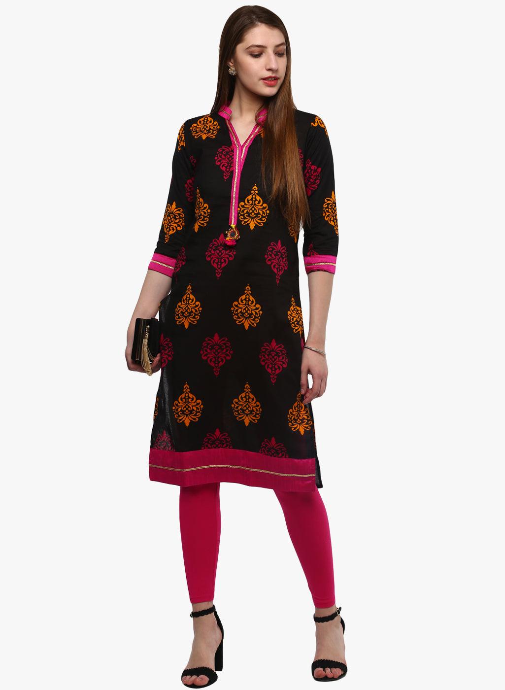 Jamal Jamaloo Printed Black cotton Kurti - Jamal Jamaloo