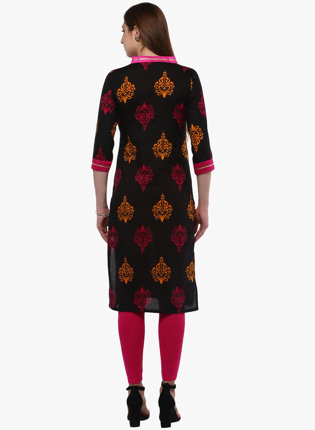 Jamal Jamaloo Printed Black cotton Kurti - Jamal Jamaloo
