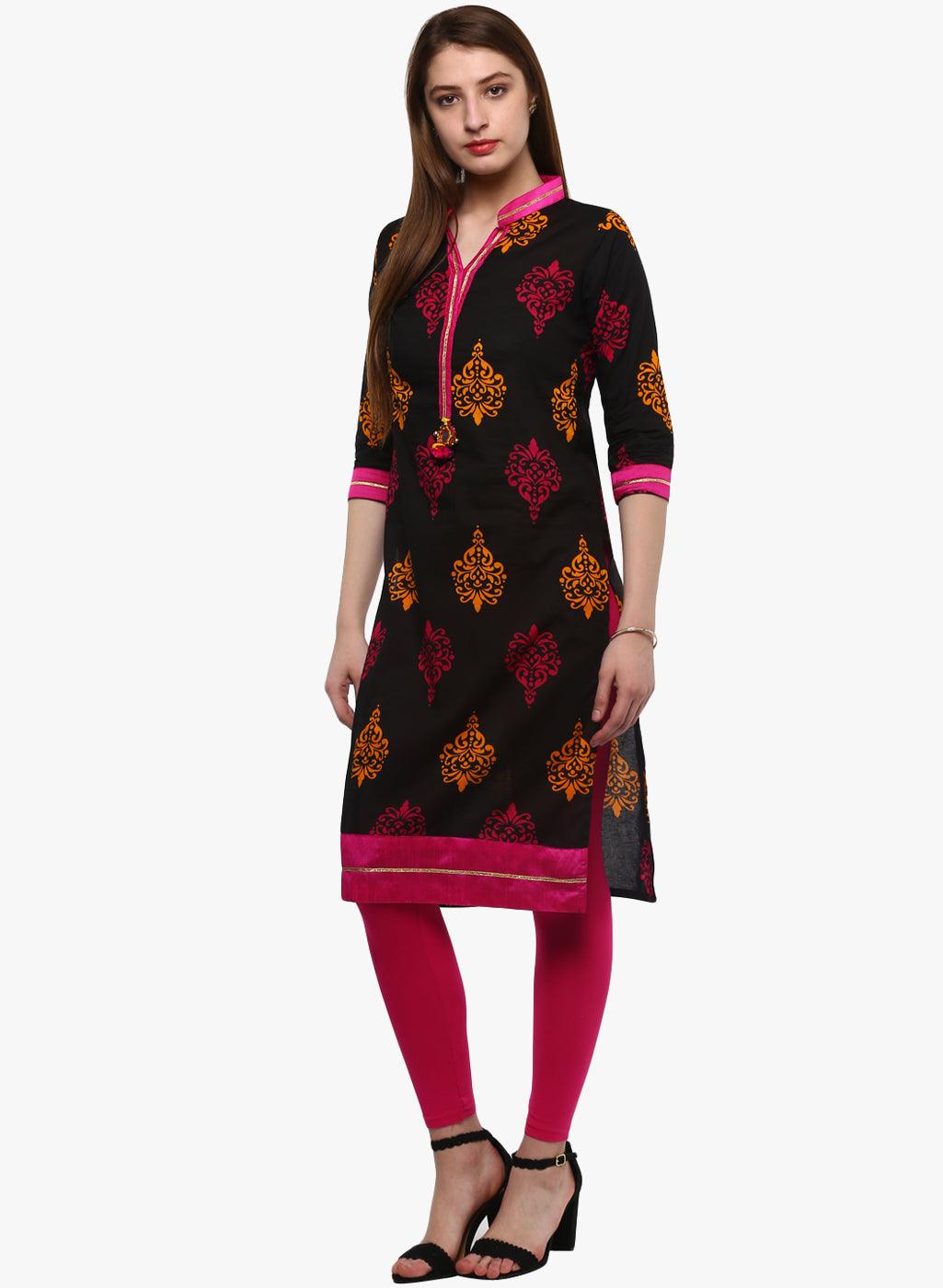 Jamal Jamaloo Printed Black cotton Kurti - Jamal Jamaloo