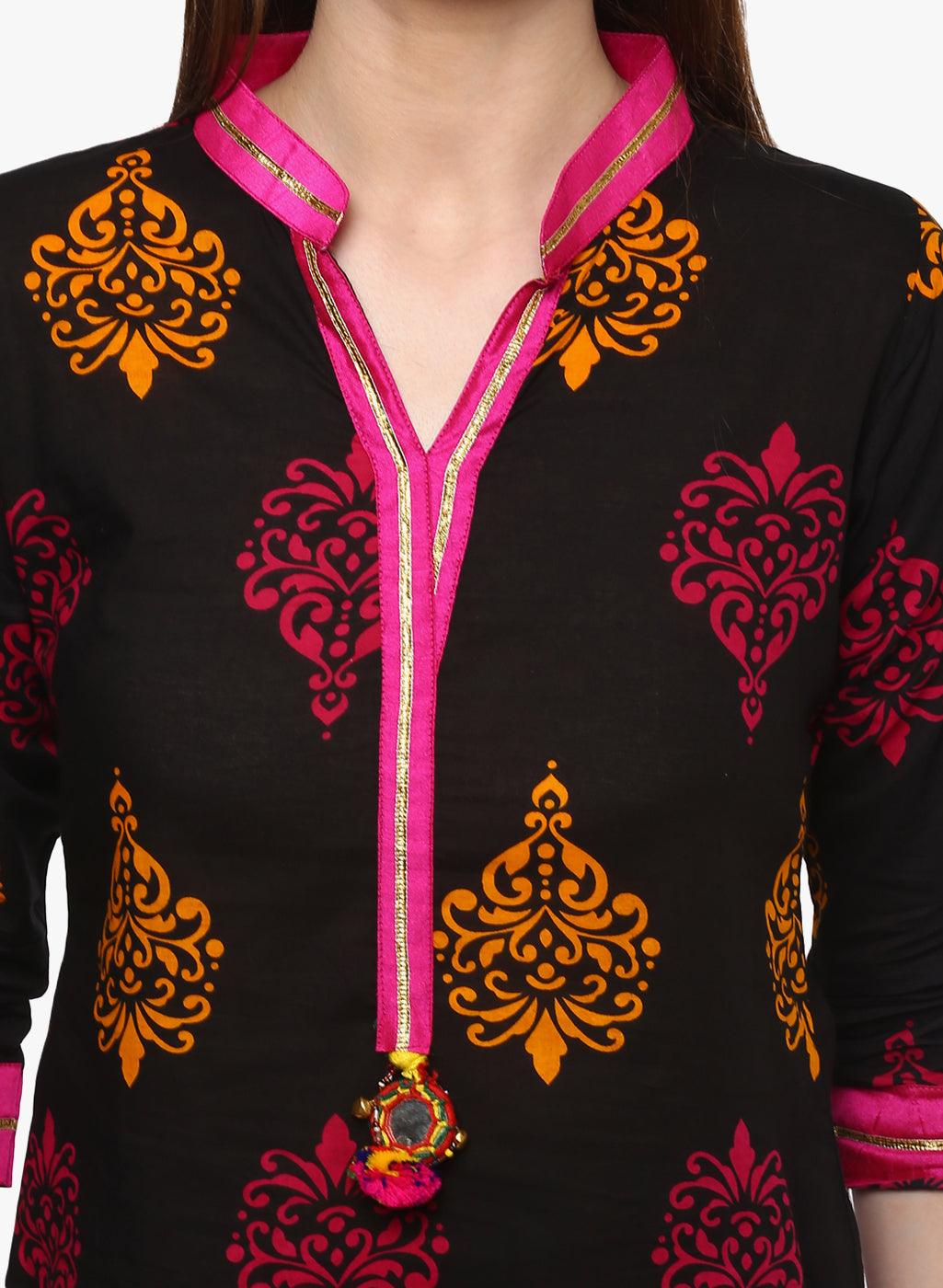 Jamal Jamaloo Printed Black cotton Kurti - Jamal Jamaloo