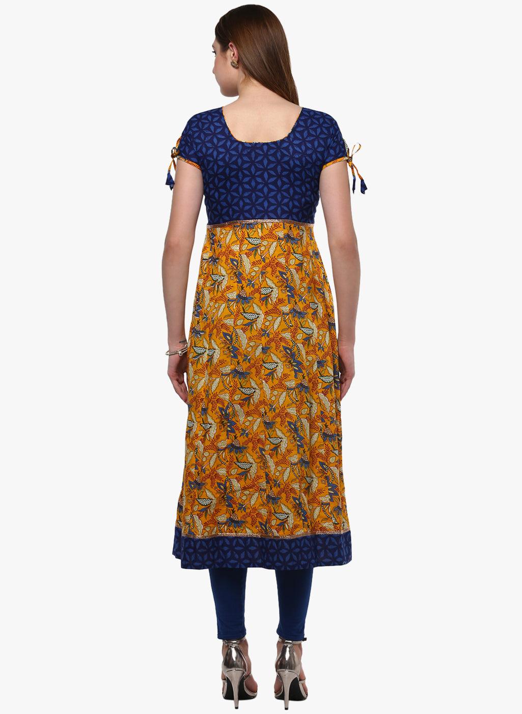 Jamal Jamaloo Gorgeous Blue And Mustard Anarkali - Jamal Jamaloo