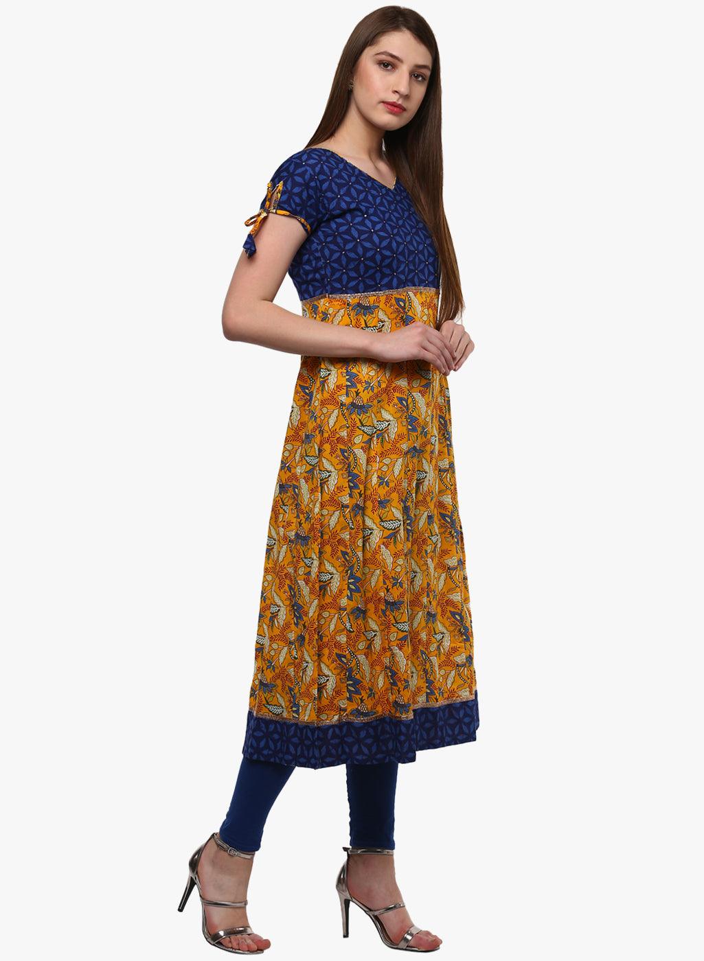 Jamal Jamaloo Gorgeous Blue And Mustard Anarkali - Jamal Jamaloo