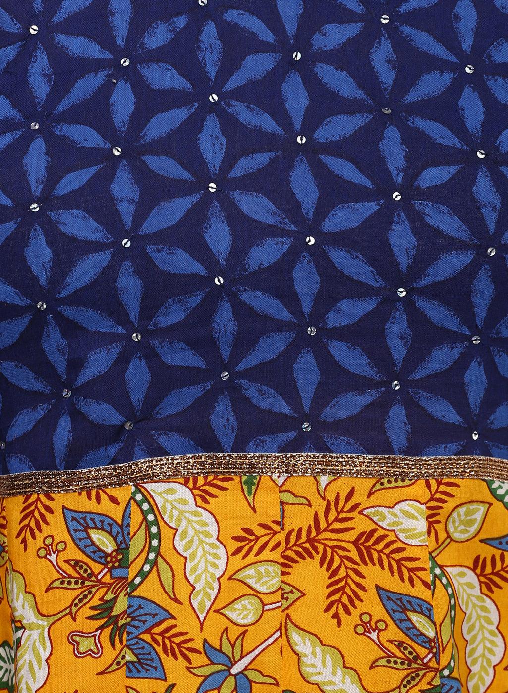 Jamal Jamaloo Gorgeous Blue And Mustard Anarkali - Jamal Jamaloo