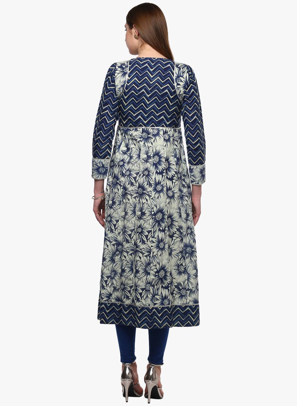 Jamal Jamaloo Indigo Printed Anarkali - Jamal Jamaloo