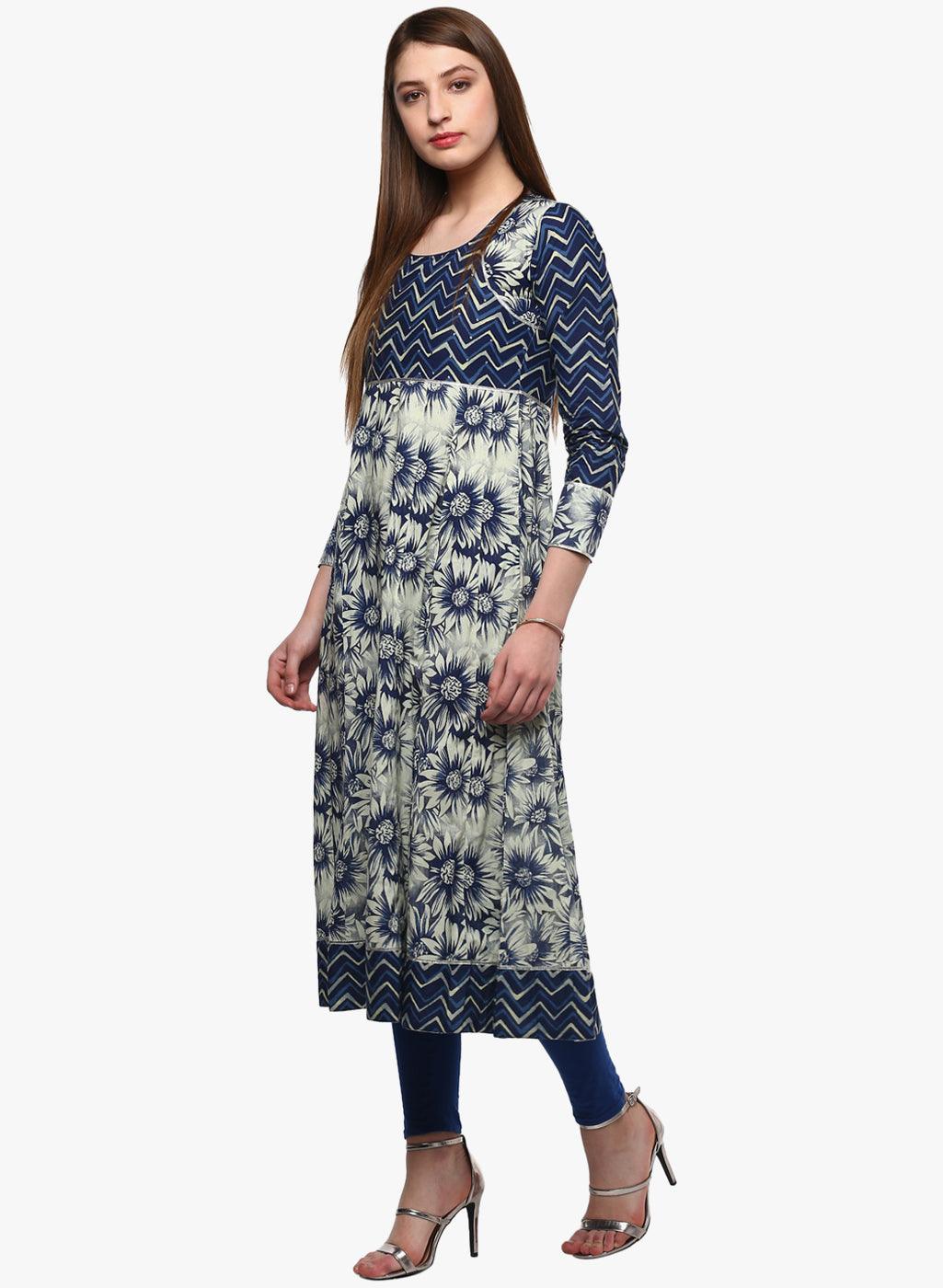 Jamal Jamaloo Indigo Printed Anarkali - Jamal Jamaloo