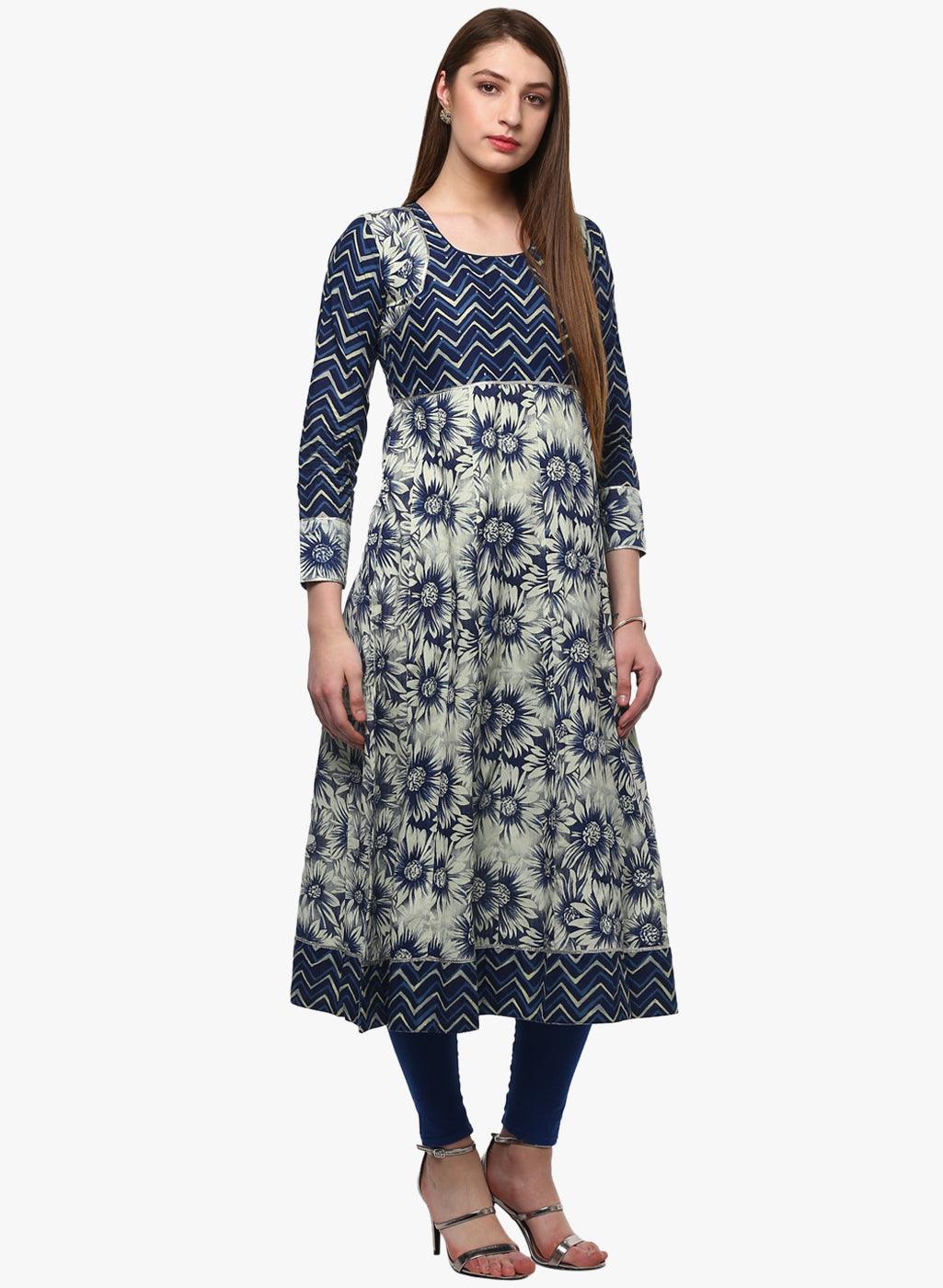 Jamal Jamaloo Indigo Printed Anarkali - Jamal Jamaloo