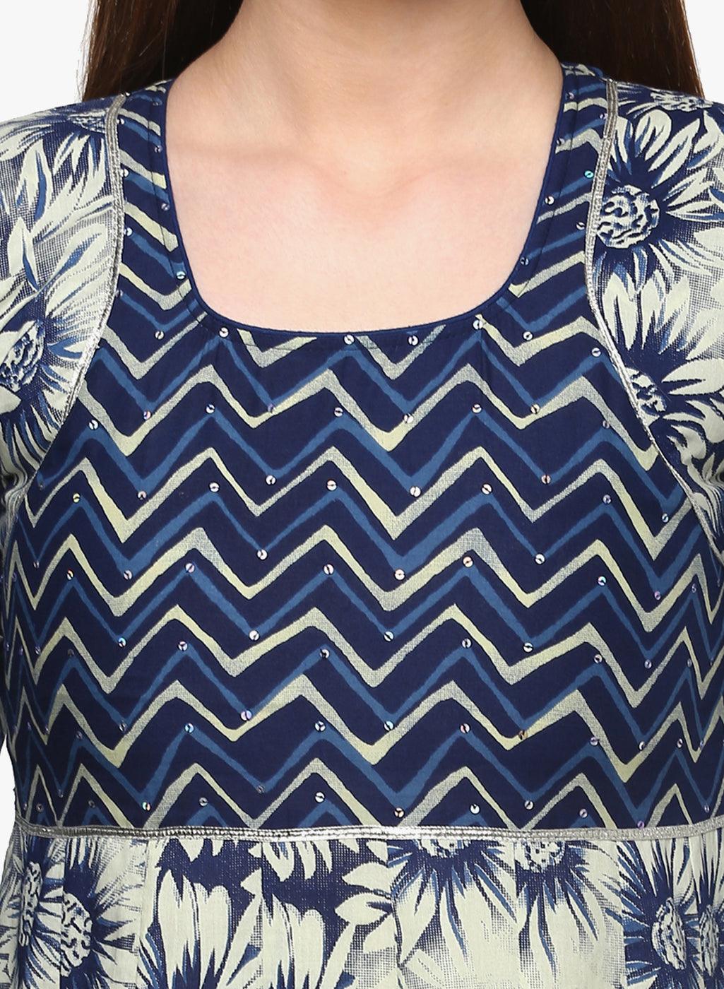 Jamal Jamaloo Indigo Printed Anarkali - Jamal Jamaloo