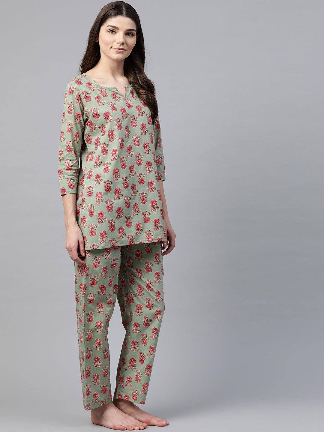 Jamal Jamaloo Green Printed Loungewear /Nightwear - Jamal Jamaloo