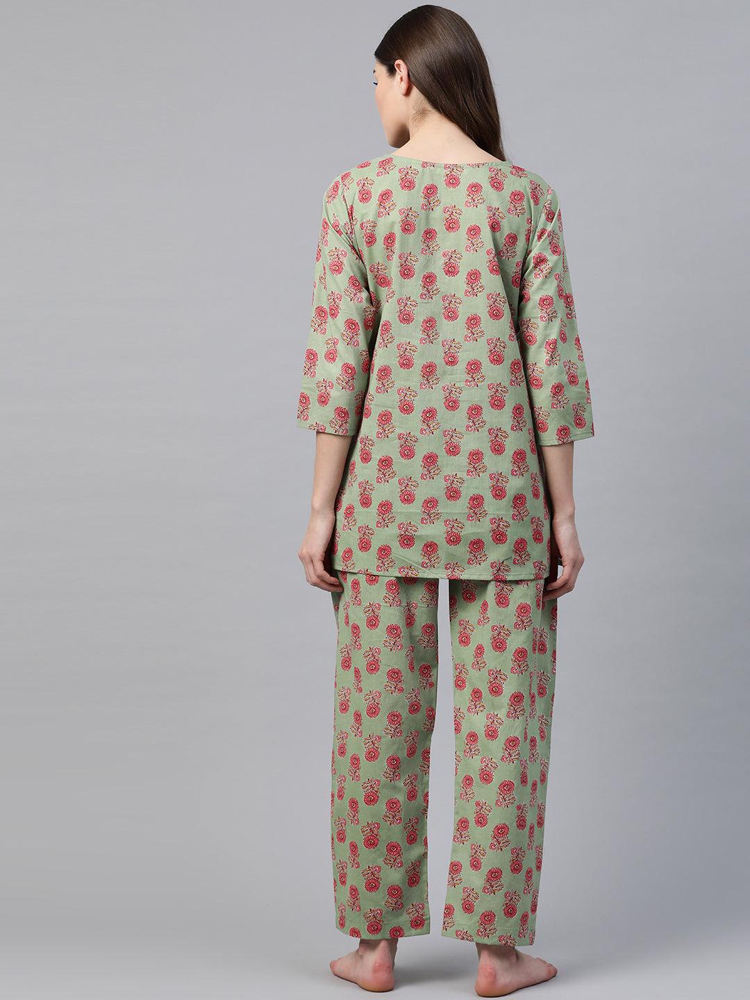 Jamal Jamaloo Green Printed Loungewear /Nightwear - Jamal Jamaloo