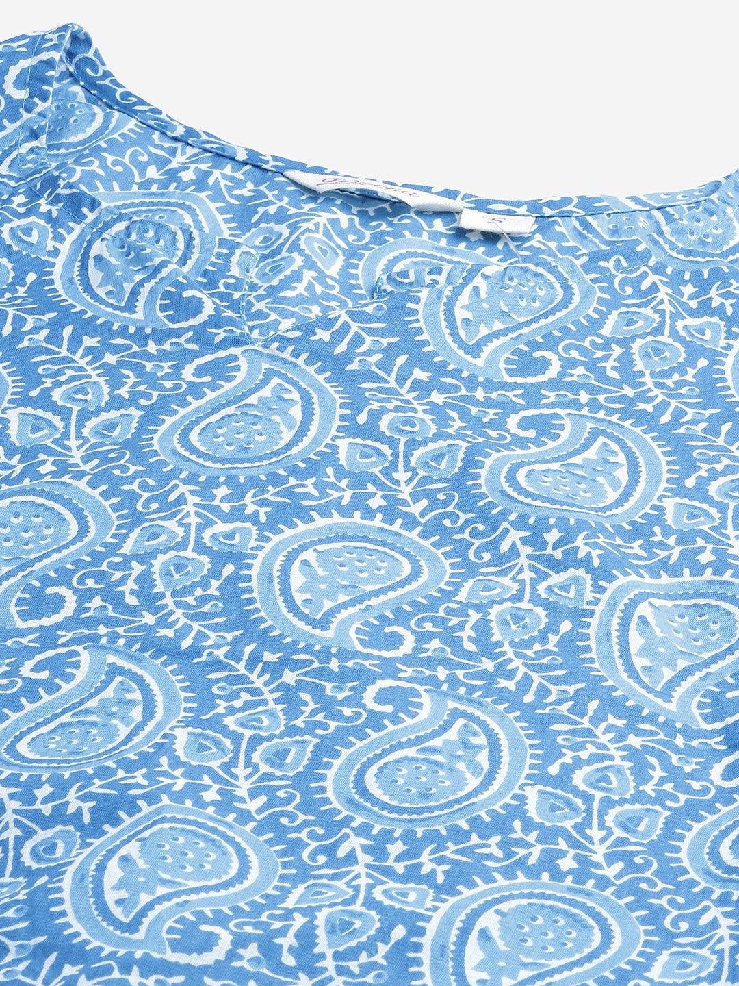 Jamal Jamaloo Blue Printed Cotton Nightwear - Jamal Jamaloo
