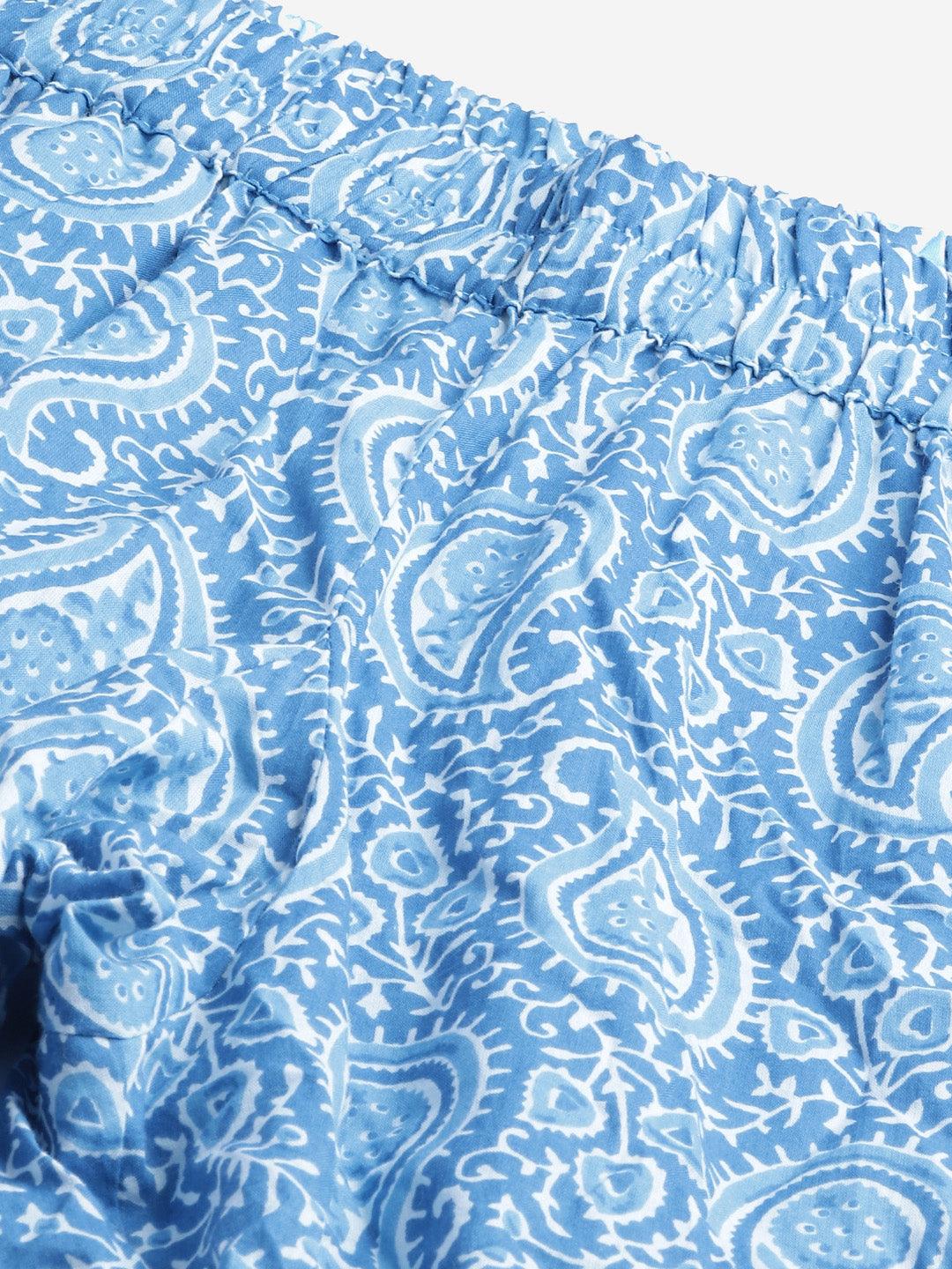 Jamal Jamaloo Blue Printed Cotton Nightwear - Jamal Jamaloo
