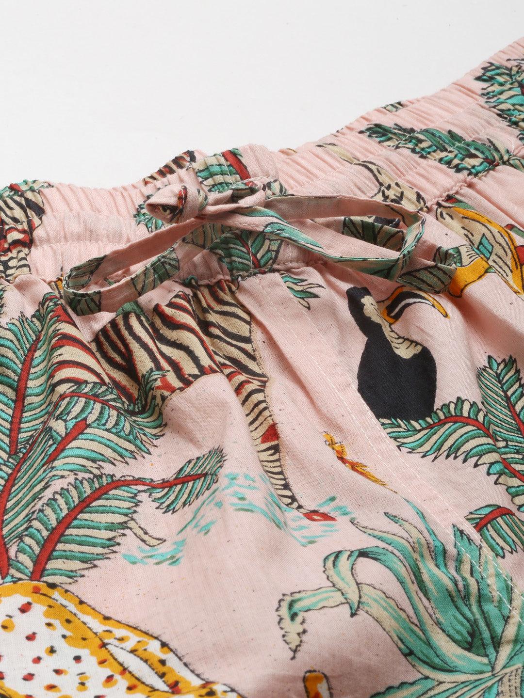 Jamal Jamaloo Pink Cotton Floral Print Night Suit - Jamal Jamaloo