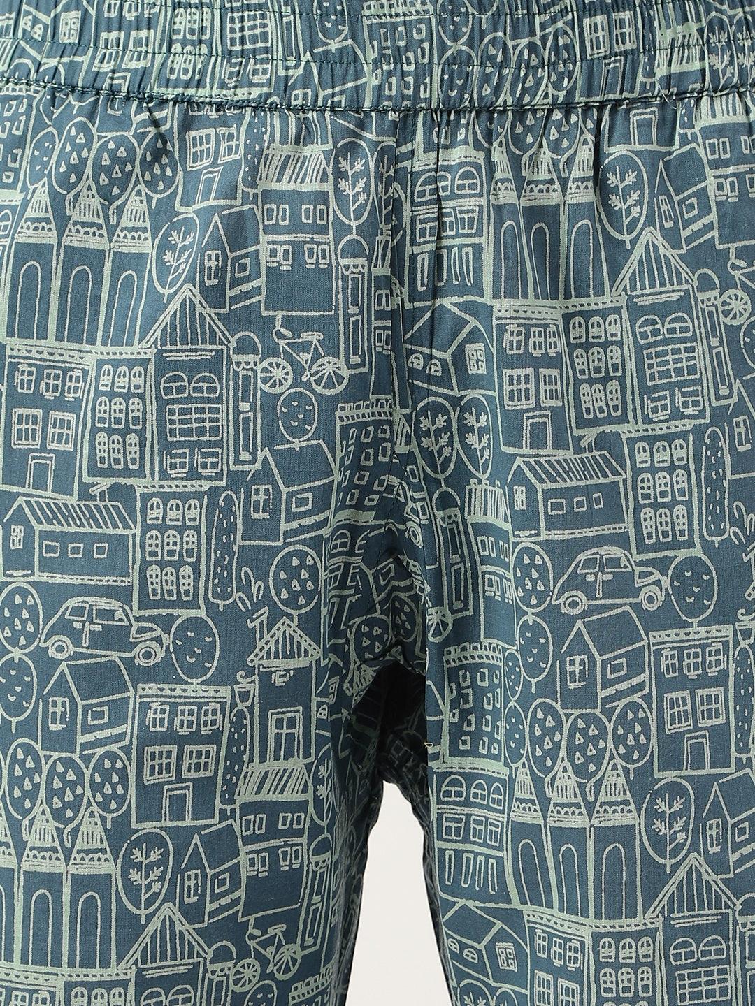Jamal Jamaloo Teal Blue Printed Loungewear/Nightwear - Jamal Jamaloo