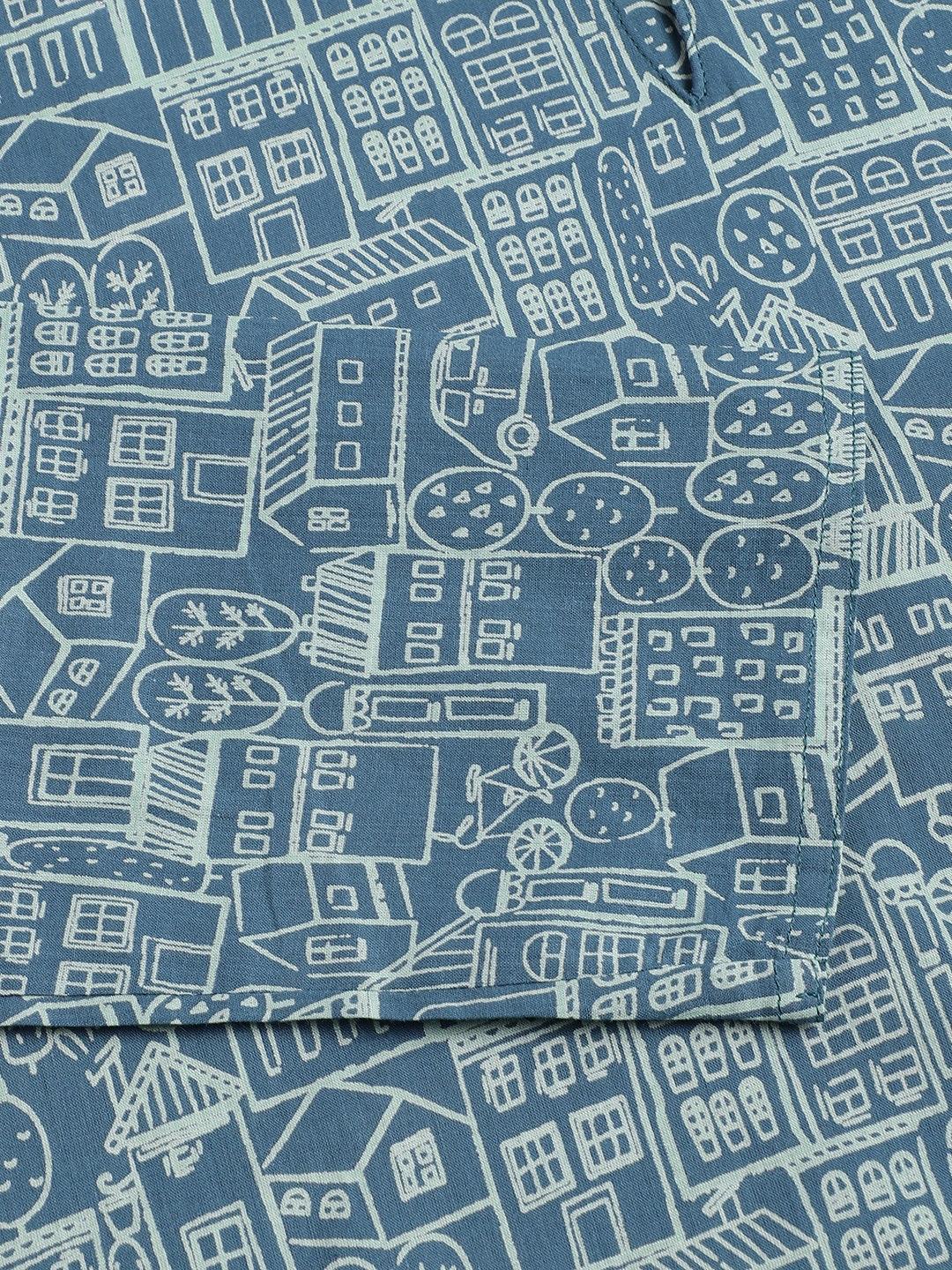 Jamal Jamaloo Teal Blue Printed Loungewear/Nightwear - Jamal Jamaloo