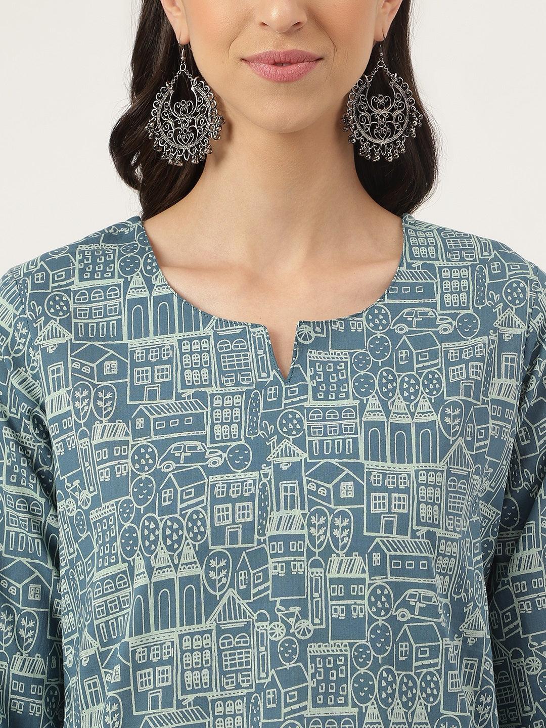 Jamal Jamaloo Teal Blue Printed Loungewear/Nightwear - Jamal Jamaloo