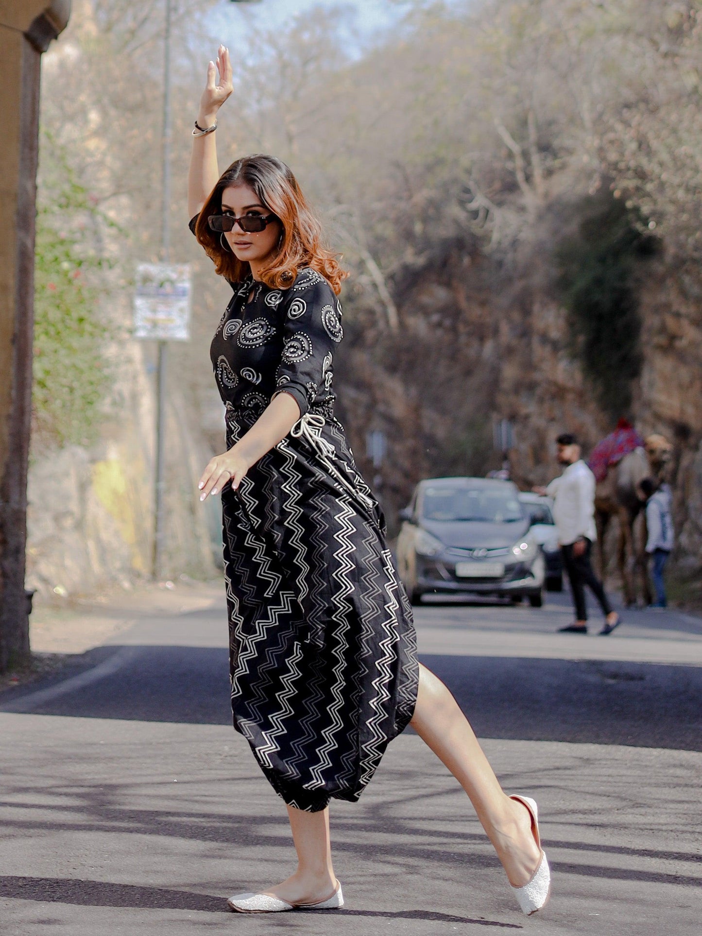 Jamal Jamaloo Black Dhoti Style Cotton Jumpsuit - Jamal Jamalooworld.com