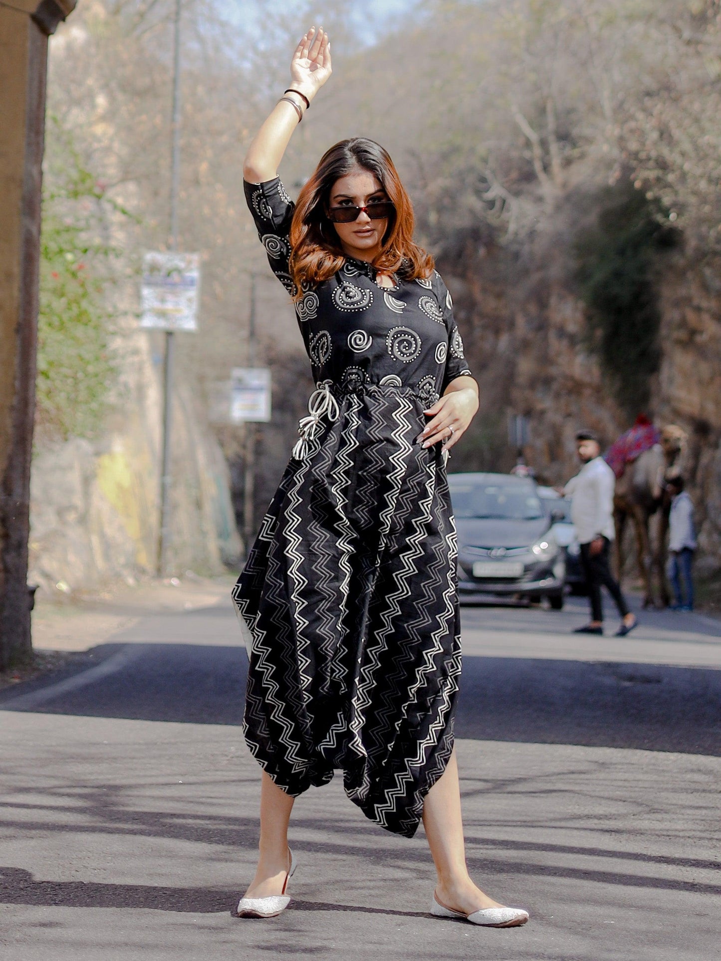 Jamal Jamaloo Black Dhoti Style Cotton Jumpsuit - Jamal Jamalooworld.com