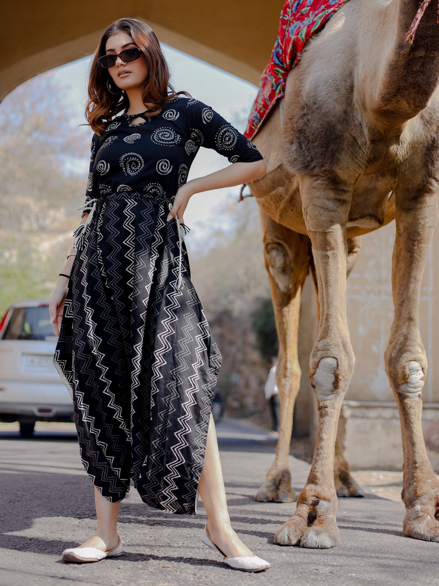 Jamal Jamaloo Black Dhoti Style Cotton Jumpsuit - Jamal Jamalooworld.com