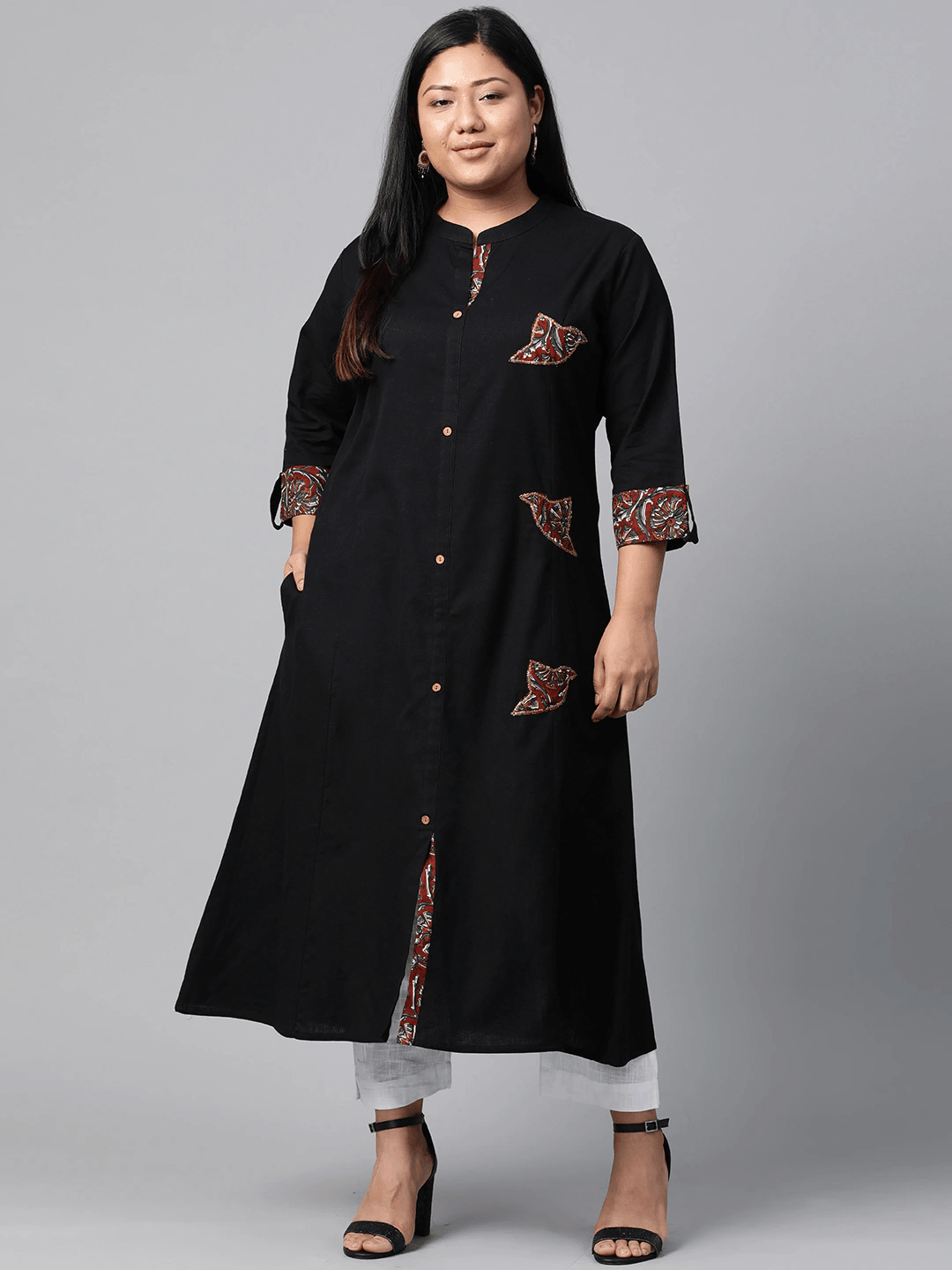 Plus SIze Sequin Work Black Kurta - Jamal Jamaloo