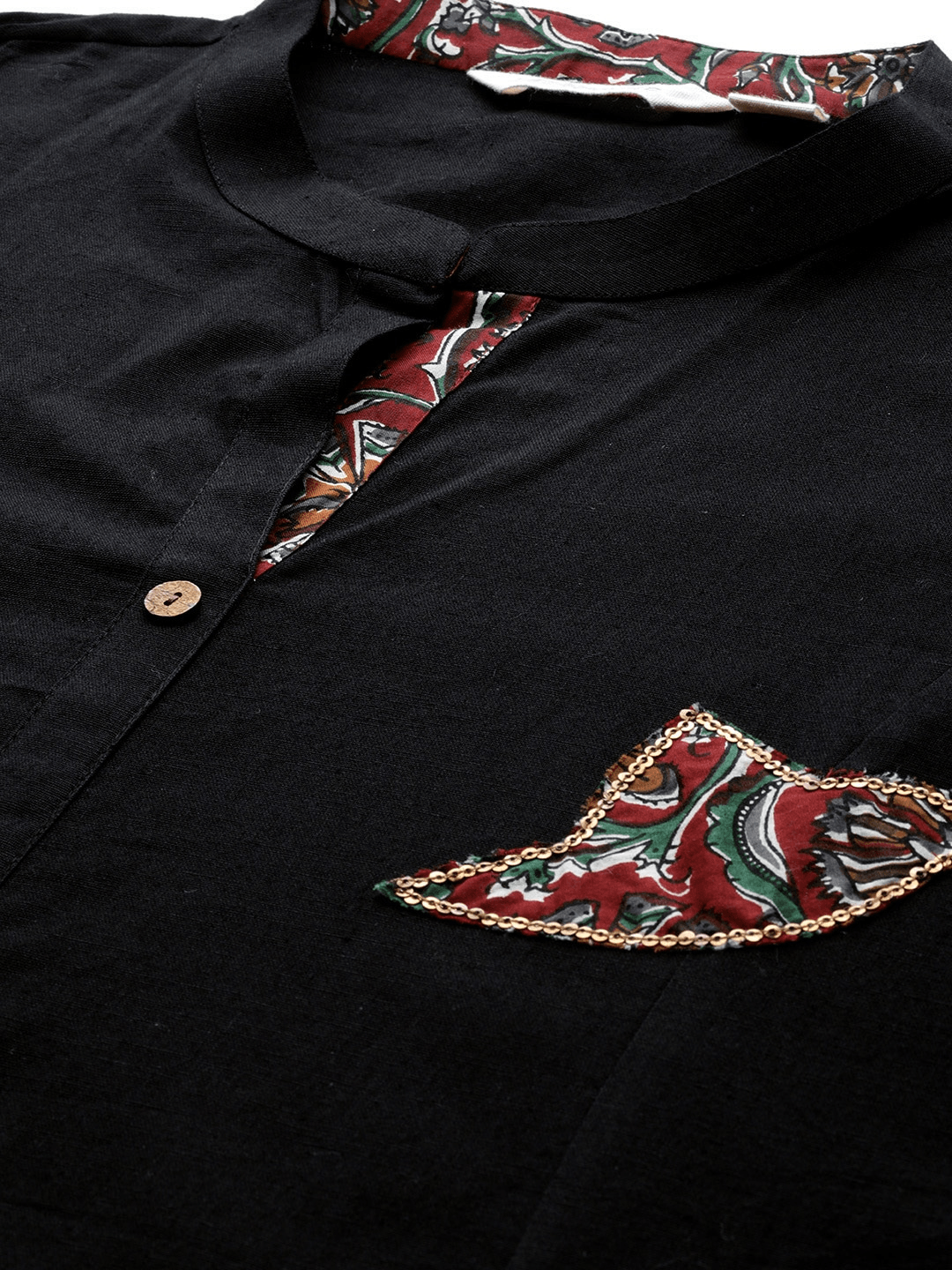 Plus SIze Sequin Work Black Kurta - Jamal Jamaloo