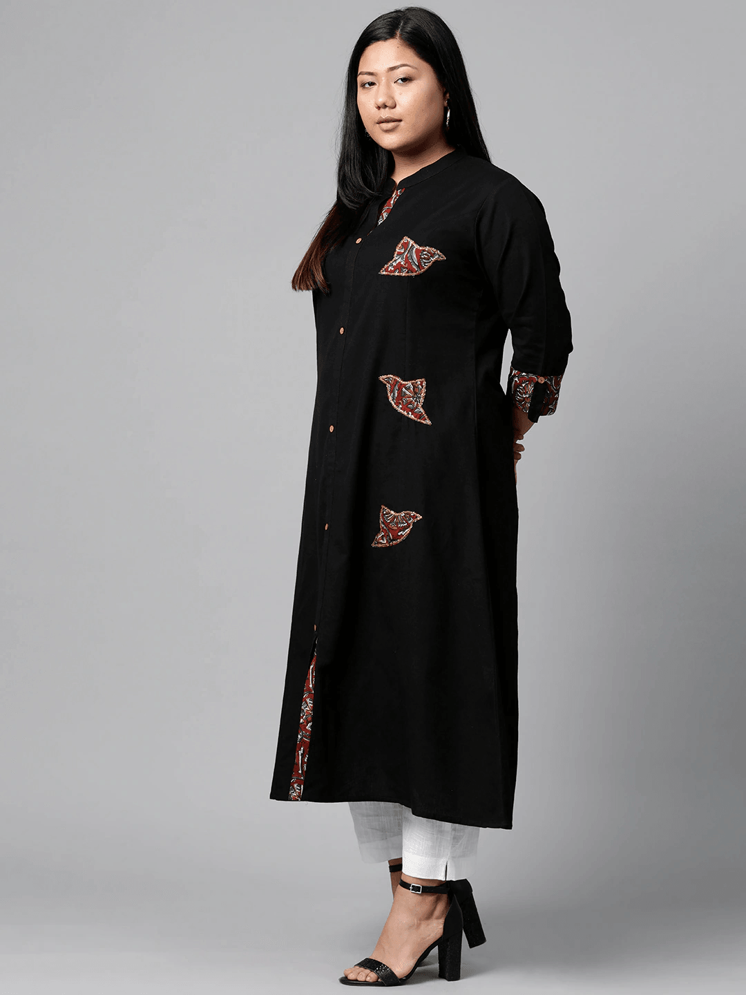 Plus SIze Sequin Work Black Kurta - Jamal Jamaloo