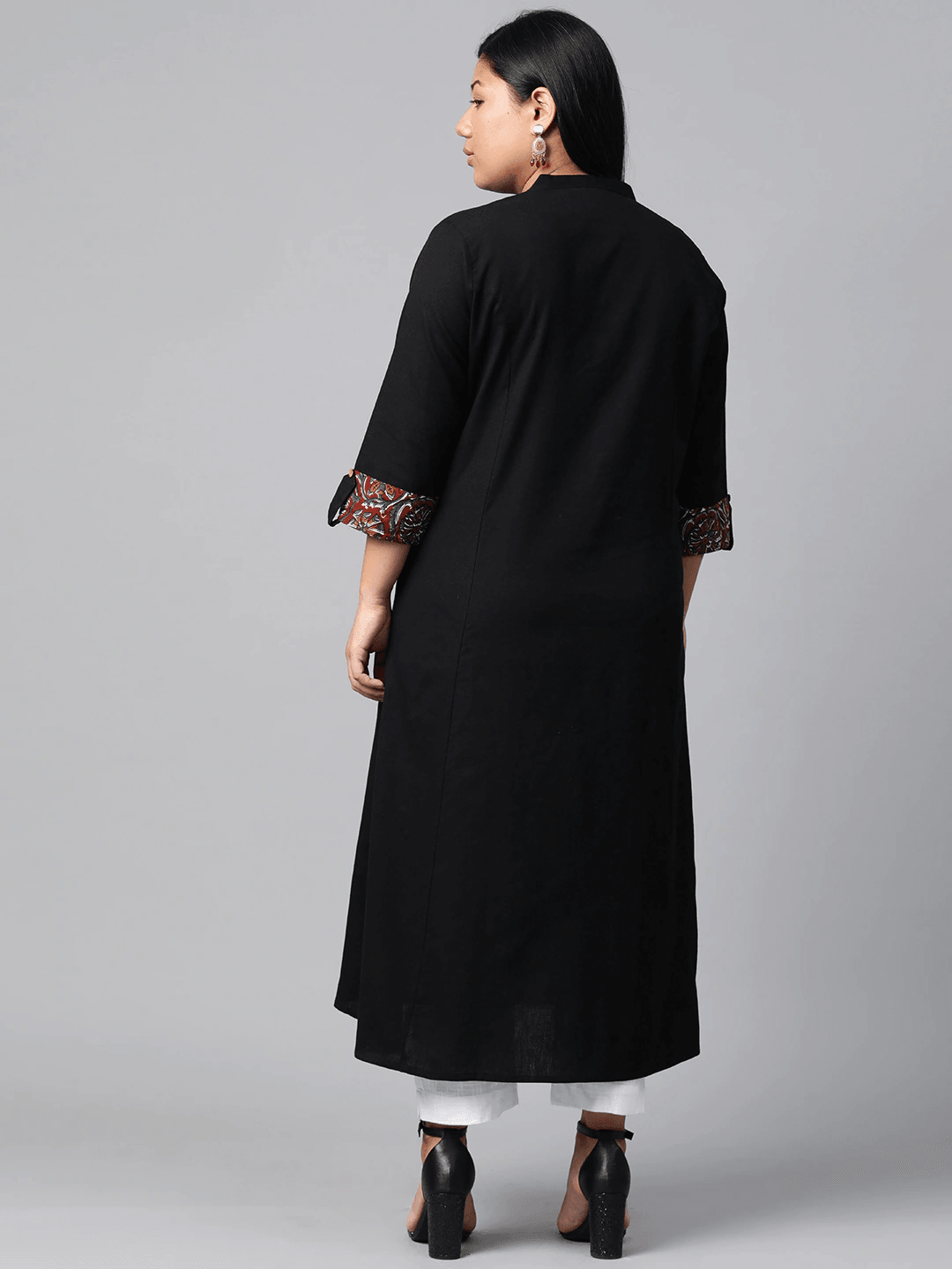 Plus SIze Sequin Work Black Kurta - Jamal Jamaloo