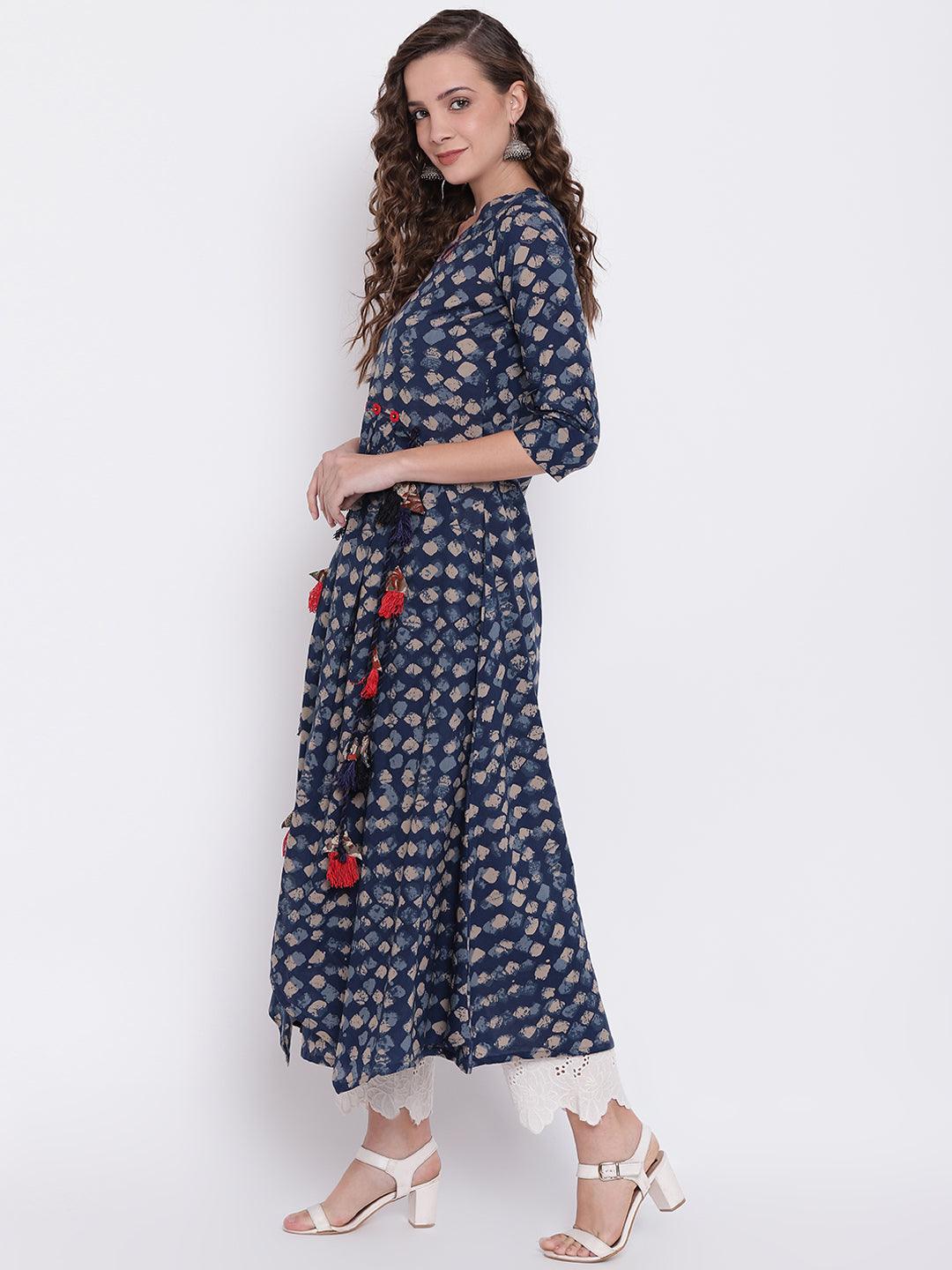 Jamal Jamaloo Indigo A Line Cotton Kurta - Jamal Jamaloo