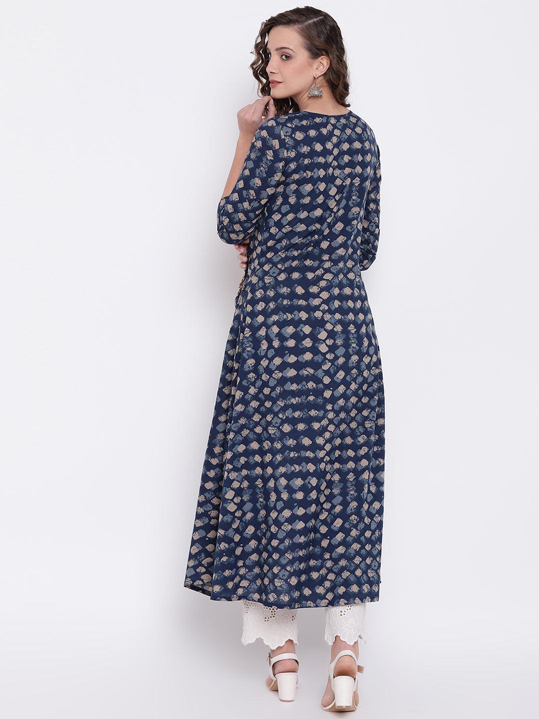 Jamal Jamaloo Indigo A Line Cotton Kurta - Jamal Jamaloo