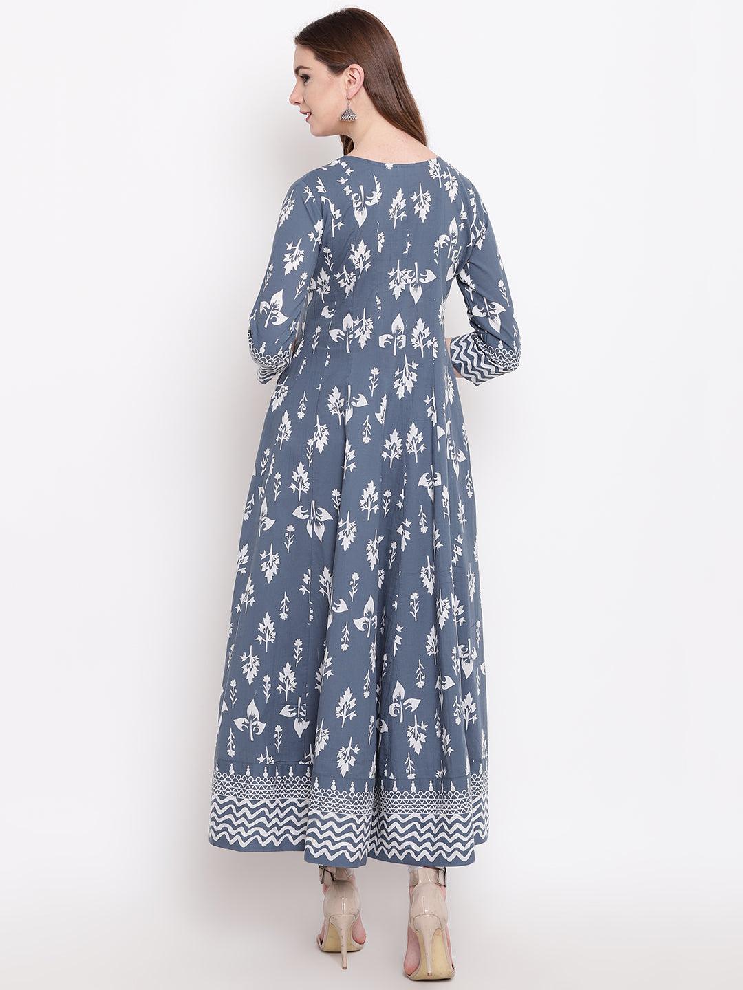 Jamal Jamaloo Grey Cotton Gotta Patti Work Anarkali Kurta - Jamal Jamaloo