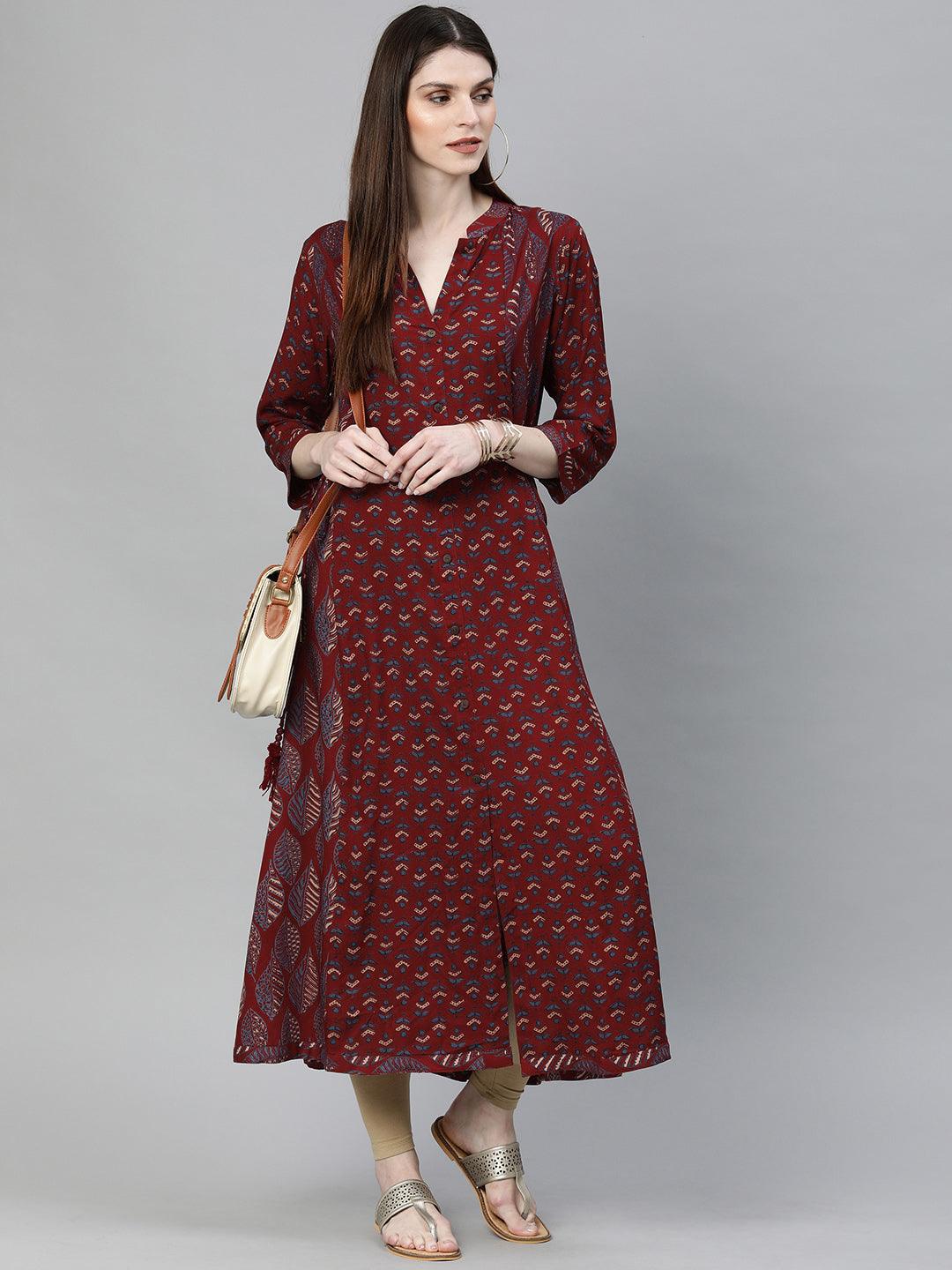 Jamal Jamaloo Maroon Rayon Kurta - Jamal Jamaloo