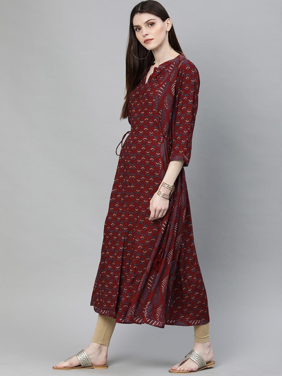 Jamal Jamaloo Maroon Rayon Kurta - Jamal Jamaloo