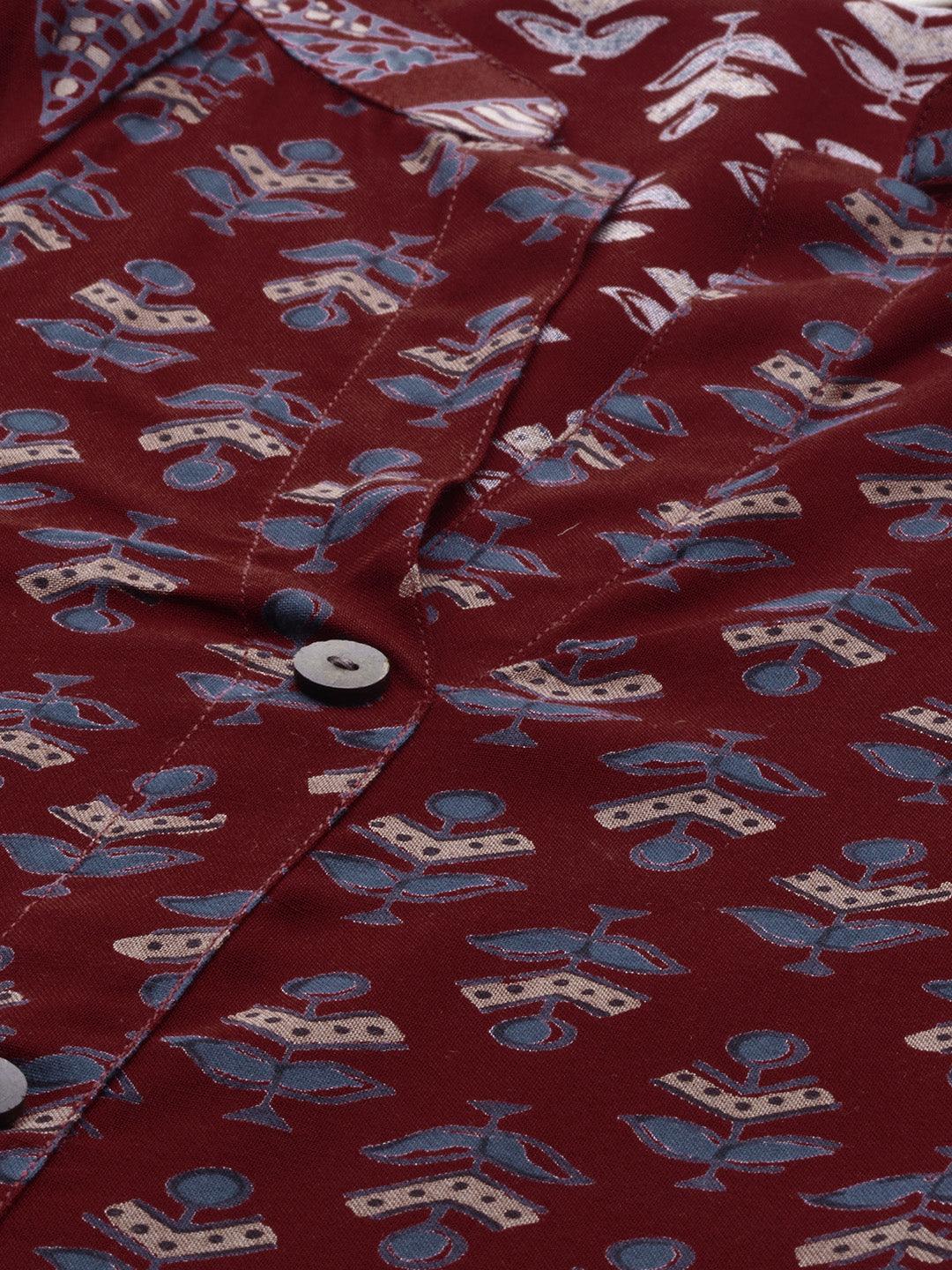Jamal Jamaloo Maroon Rayon Kurta - Jamal Jamaloo