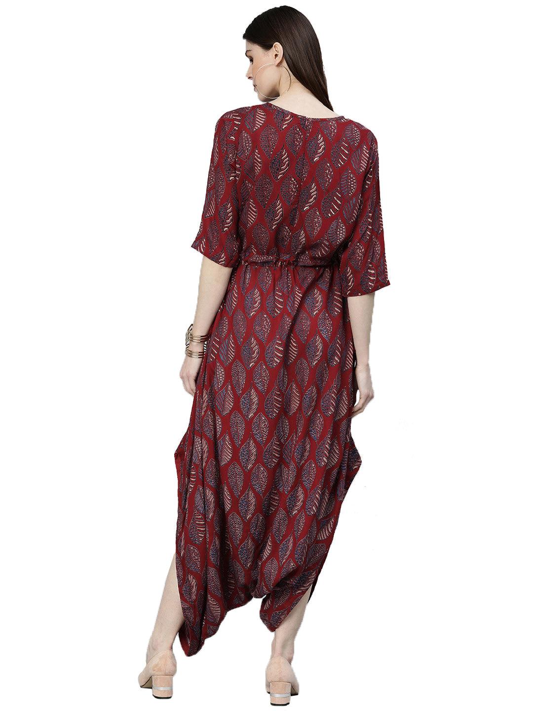 Jamal Jamaloo Maroon Rayon Jumpsuit - Jamal Jamaloo