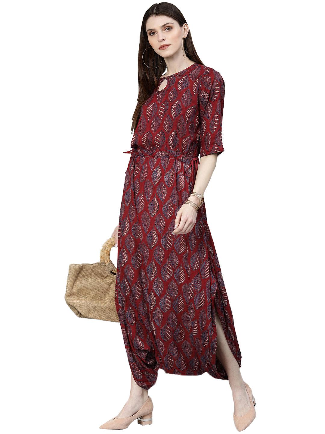 Jamal Jamaloo Maroon Rayon Jumpsuit - Jamal Jamaloo
