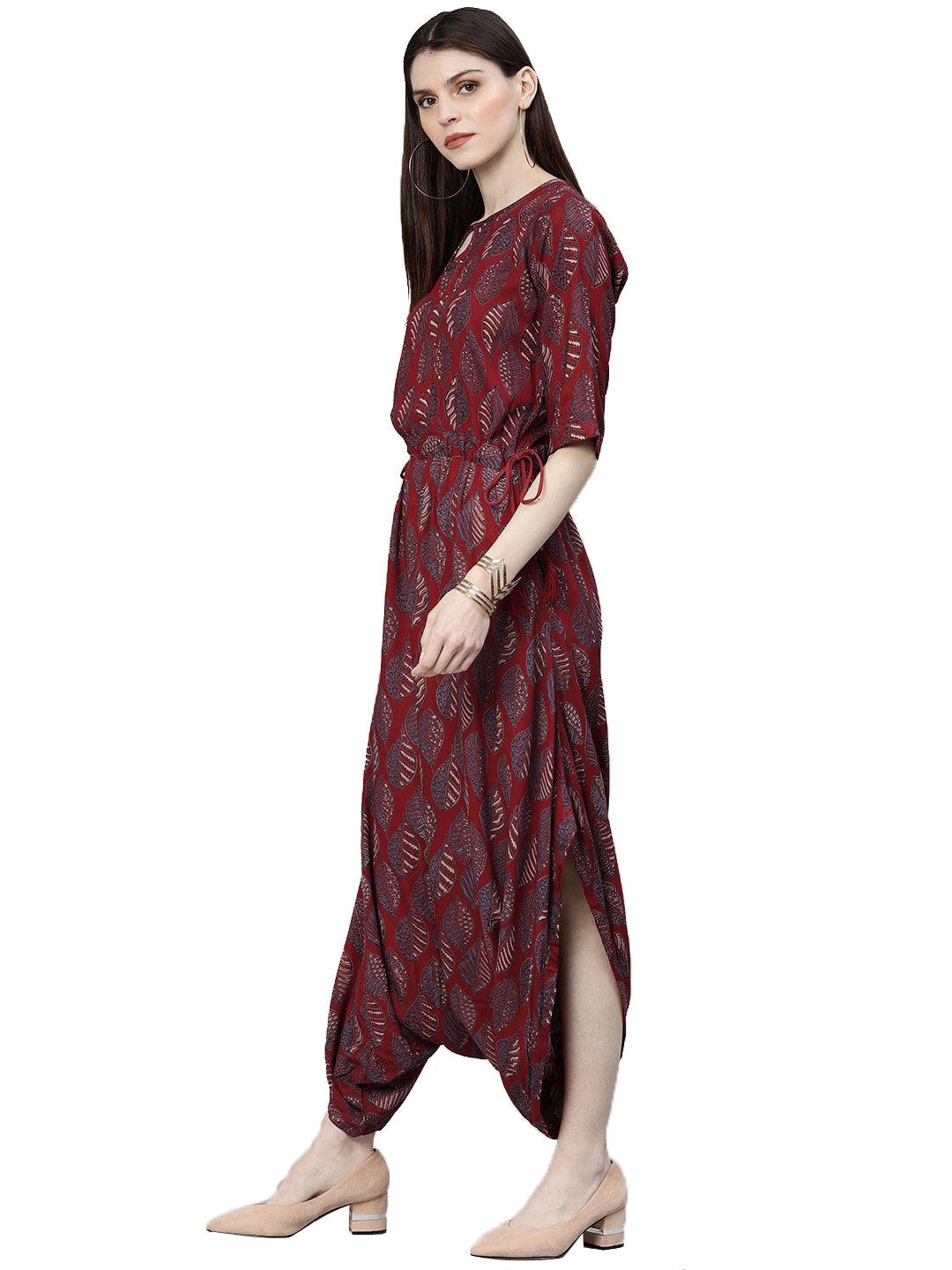 Jamal Jamaloo Maroon Rayon Jumpsuit - Jamal Jamaloo