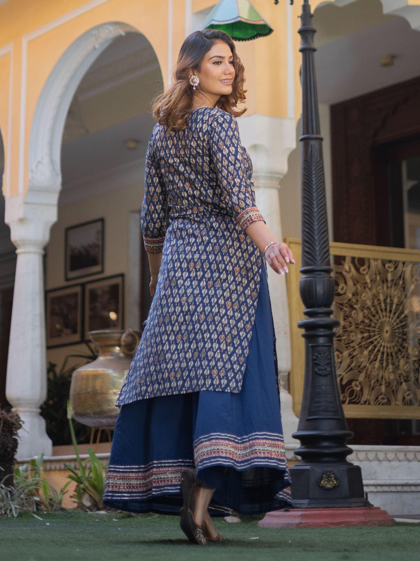 Jamal Jamaloo Navy Blue Cotton Gota Patti Palazzo Set - Jamal Jamalooworld.com