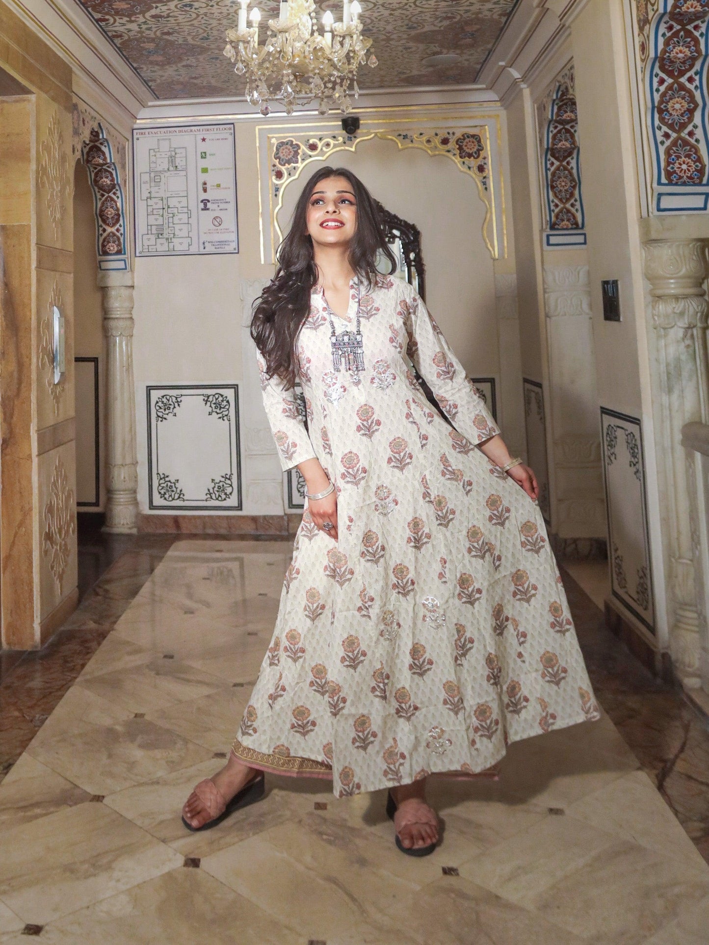 Jamal Jamaloo ivory white self print cotton kurti with palazzo set - Jamal Jamalooworld.com