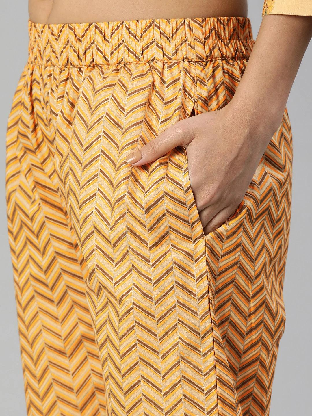 Jamal Jamaloo Yellow Flower Print Cotton Kurta Set - Jamal Jamaloo
